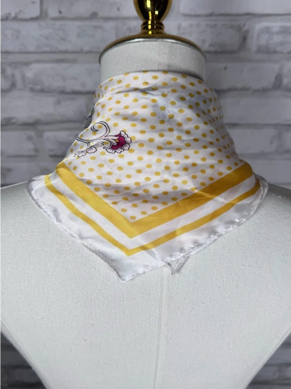 Floral Print Square Scarf in Yellow and Magenta